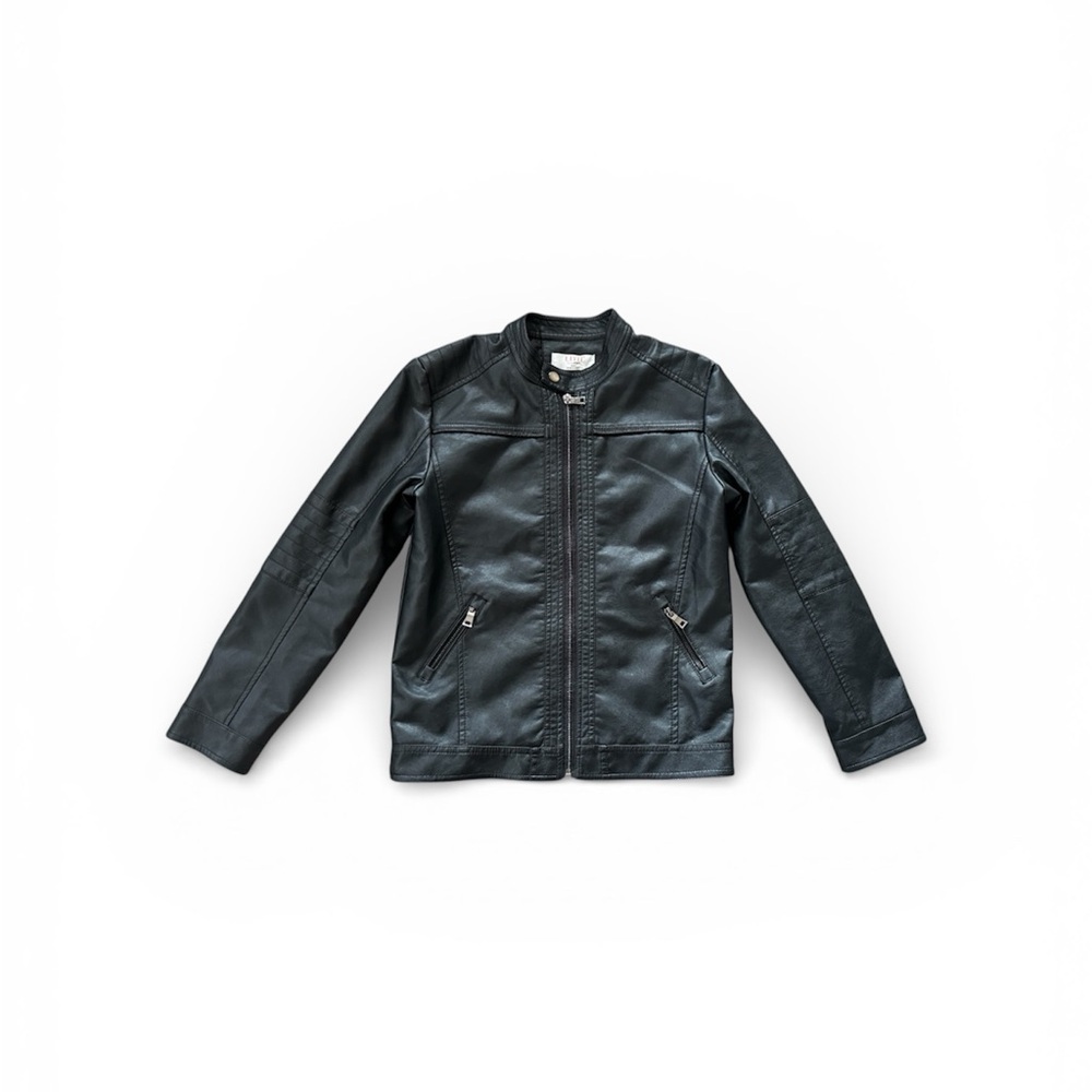 LJYH Kids Black Faux Leather Quilt Jacket *SZ T11-12 Years EUC